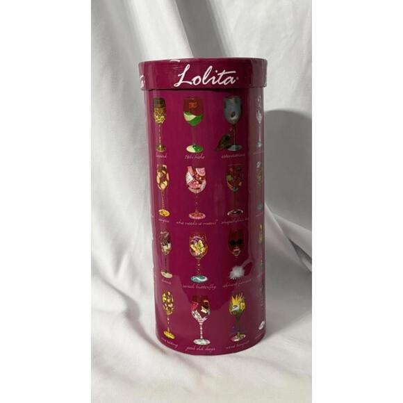Lolita Other - NIB Lolita Love My Wine Glass "Gossip" 15 oz with Recipe Hand Painted